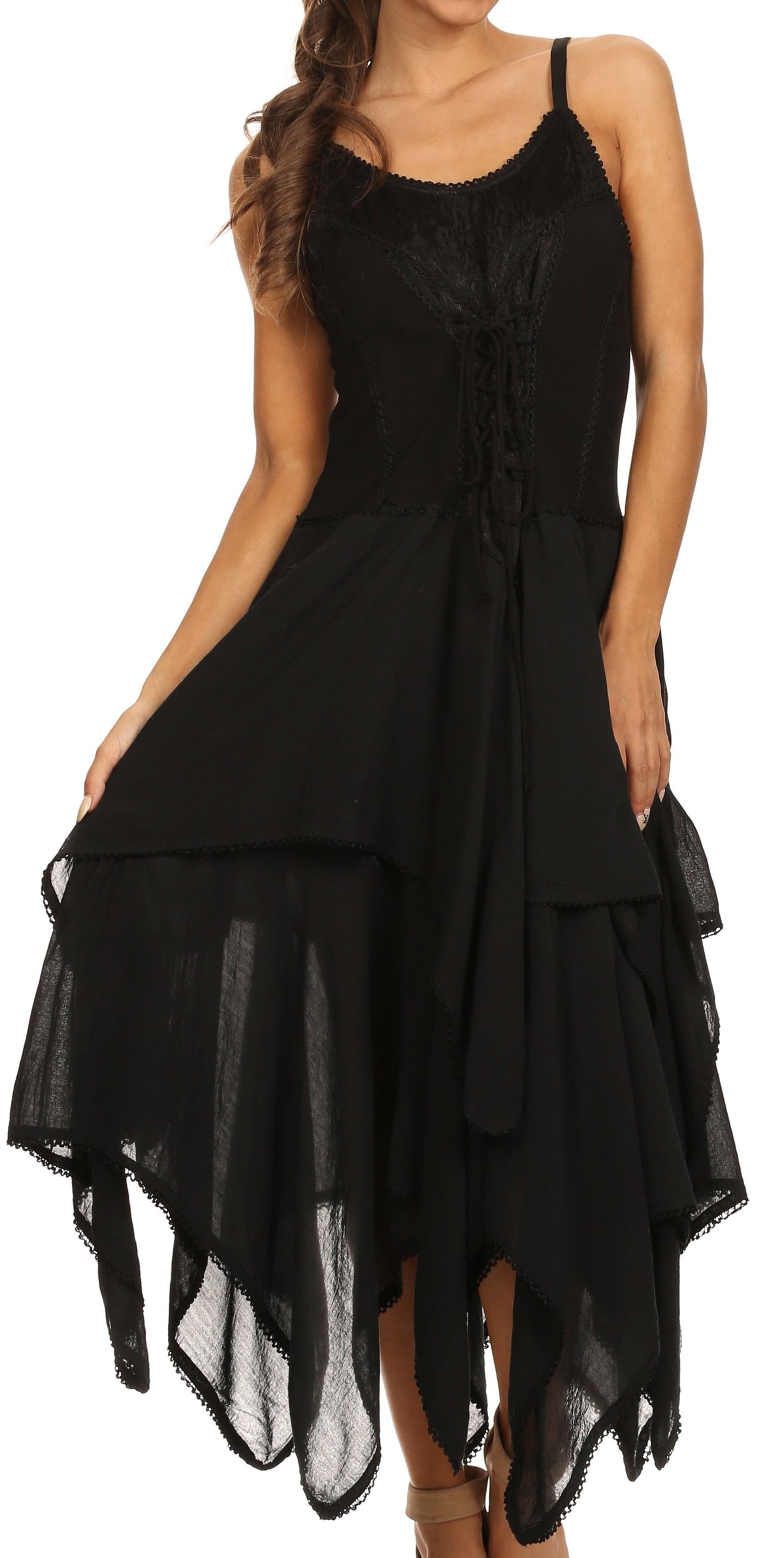 sakkas annabella corset bodice handkerchief hem dress Sakkas Annabella Corset Bodice Handkerchief Hem Dress