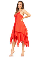 Sakkas Lady Mary Jacquard Corset Style Bodice Lightweight Handkerchief Hem Dress