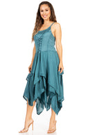 Sakkas Lady Mary Jacquard Corset Style Bodice Lightweight Handkerchief Hem Dress