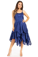 Sakkas Lady Mary Jacquard Corset Style Bodice Lightweight Handkerchief Hem Dress