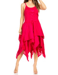 Sakkas Lady Mary Jacquard Corset Style Bodice Lightweight Handkerchief Hem Dress#color_Pink
