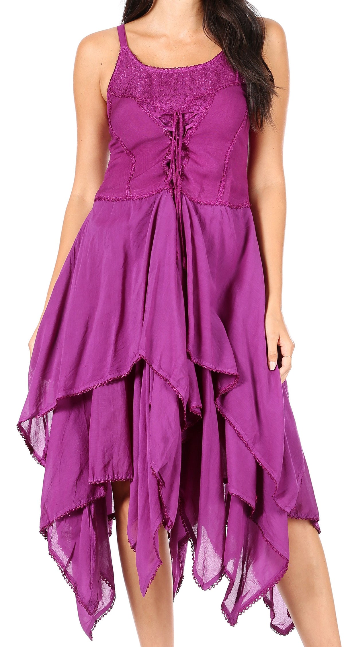 corset handkerchief dress Dark Red Flutter Dress 3XL