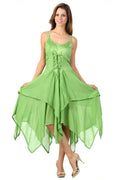 Sakkas Lady Mary Jacquard Corset Style Bodice Lightweight Handkerchief Hem Dress#color_SpringGreen