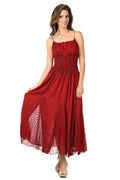 Sakkas Princess Embroidered Crepe Inlay Full Circle Skirt Dress#color_Red