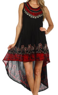 Sakkas Island Soul Hi Lo Caftan Dress / Cover Up#color_Black/Red