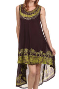 Sakkas Island Soul Hi Lo Caftan Dress / Cover Up#color_Chocolate/Green