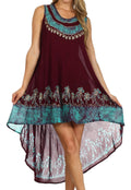 Sakkas Island Soul Hi Lo Caftan Dress / Cover Up#color_Chocolate/Mint
