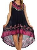 Sakkas Island Soul Hi Lo Caftan Dress / Cover Up#color_Navy/Pink
