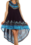 Sakkas Island Soul Hi Lo Caftan Dress / Cover Up#color_Navy/Turquoise