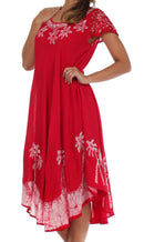 Sakkas Batik Palm Tree Cap Sleeve Caftan Dress / Cover Up