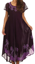 Sakkas Batik Palm Tree Cap Sleeve Caftan Dress / Cover Up#color_Violet