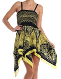 Sakkas Batik Handkerchief Hem Tunic Short Dress#color_Black/Yellow
