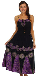 Sakkas Batik Triangle Smocked Empire Waist Dress