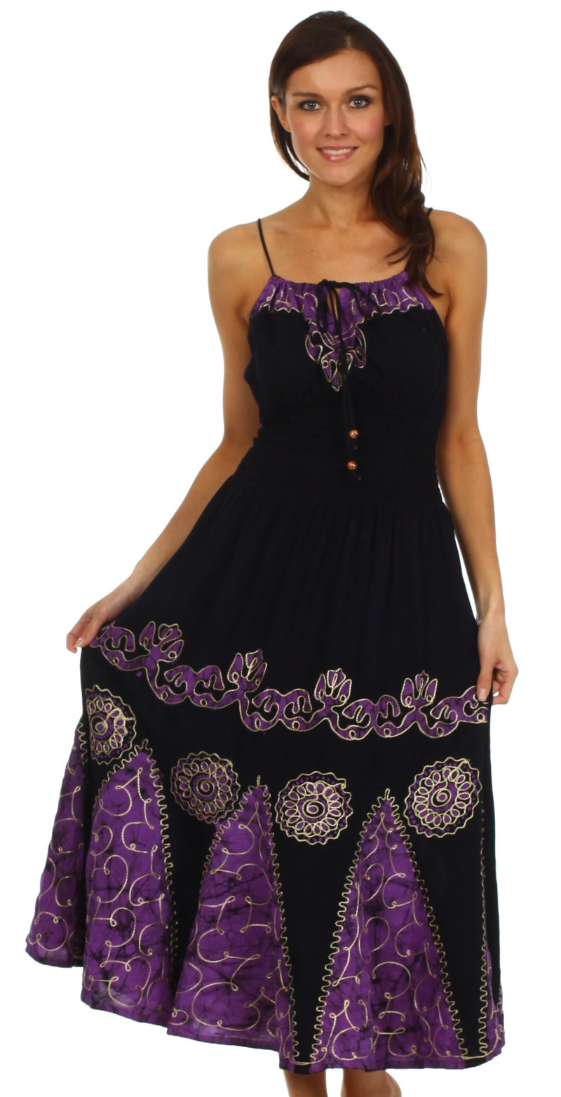 Sakkas Batik Triangle Smocked Empire Waist Dress Sakkas Batik Triangle Smocked Empire Waist Dress
