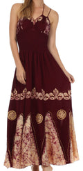 Sakkas Batik Triangle Smocked Empire Waist Dress#color_Chocolate
