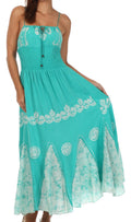Sakkas Batik Triangle Smocked Empire Waist Dress#color_Mint