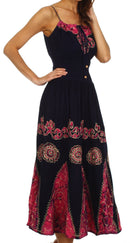 Sakkas Batik Triangle Smocked Empire Waist Dress