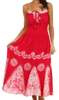 Sakkas Batik Triangle Smocked Empire Waist Dress#color_Raspberry