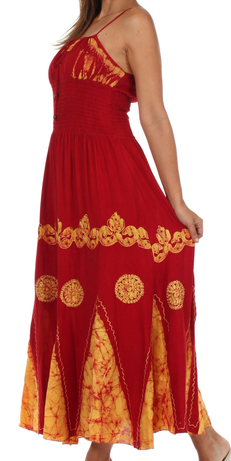 Sakkas Batik Triangle Smocked Empire Waist Dress