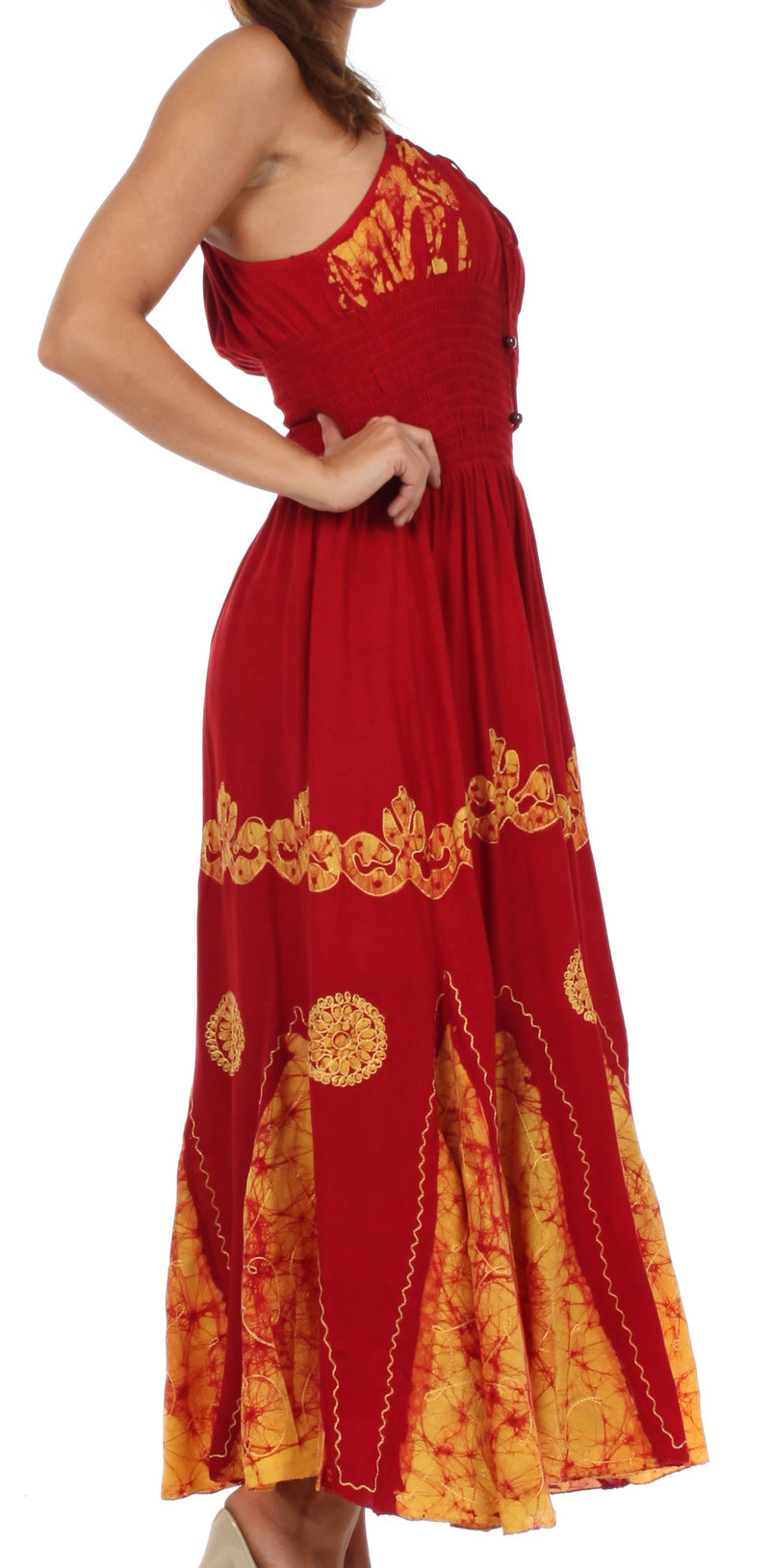 Sakkas Batik Triangle Smocked Empire Waist Dress