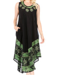 Sakkas Batik Flower Caftan Tank Dress / Cover Up#color_Black/Green
