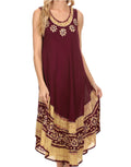 Sakkas Batik Flower Caftan Tank Dress / Cover Up#color_Chocolate/Cream