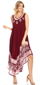 Sakkas Batik Flower Caftan Tank Dress / Cover Up