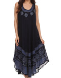 Sakkas Batik Flower Caftan Tank Dress / Cover Up#color_NavyBlue