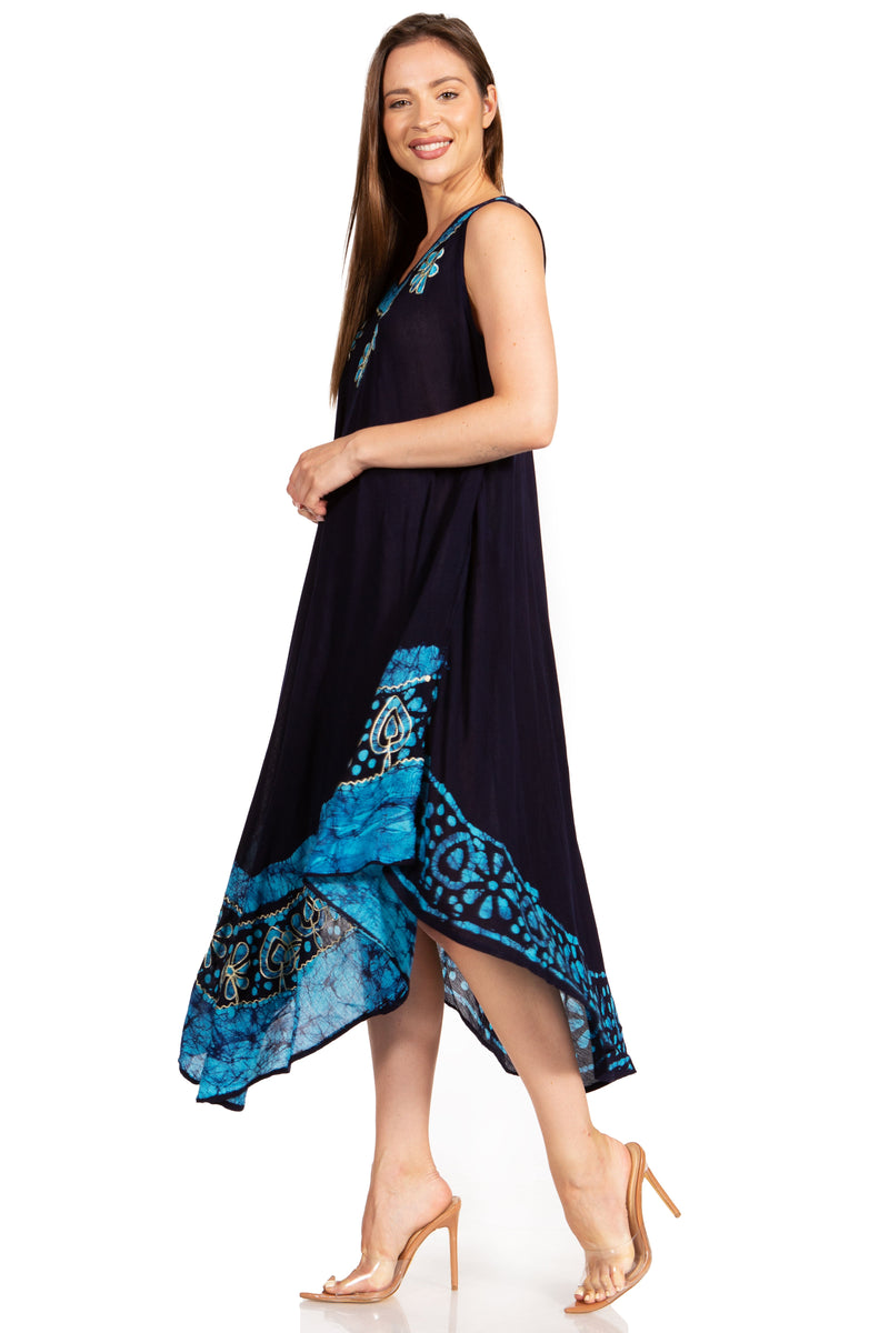 Sakkas Batik Flower Caftan Tank Dress / Cover Up