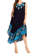 Sakkas Batik Flower Caftan Tank Dress / Cover Up