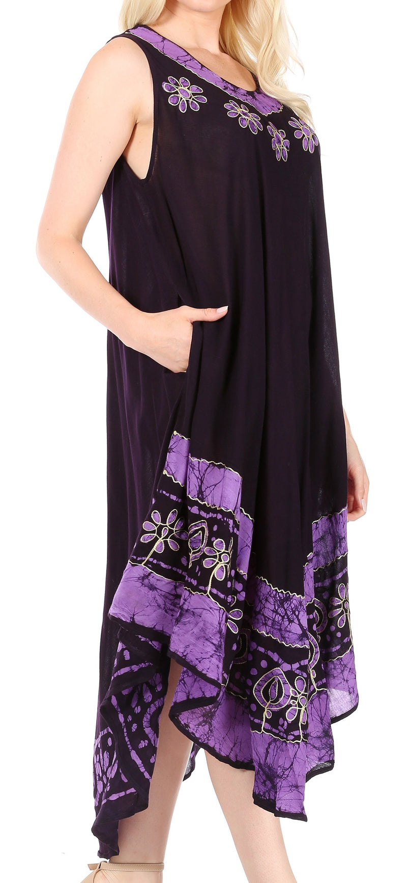 Sakkas Batik Flower Caftan Tank Dress / Cover Up