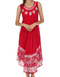 Sakkas Batik Flower Caftan Tank Dress / Cover Up#color_Red/White
