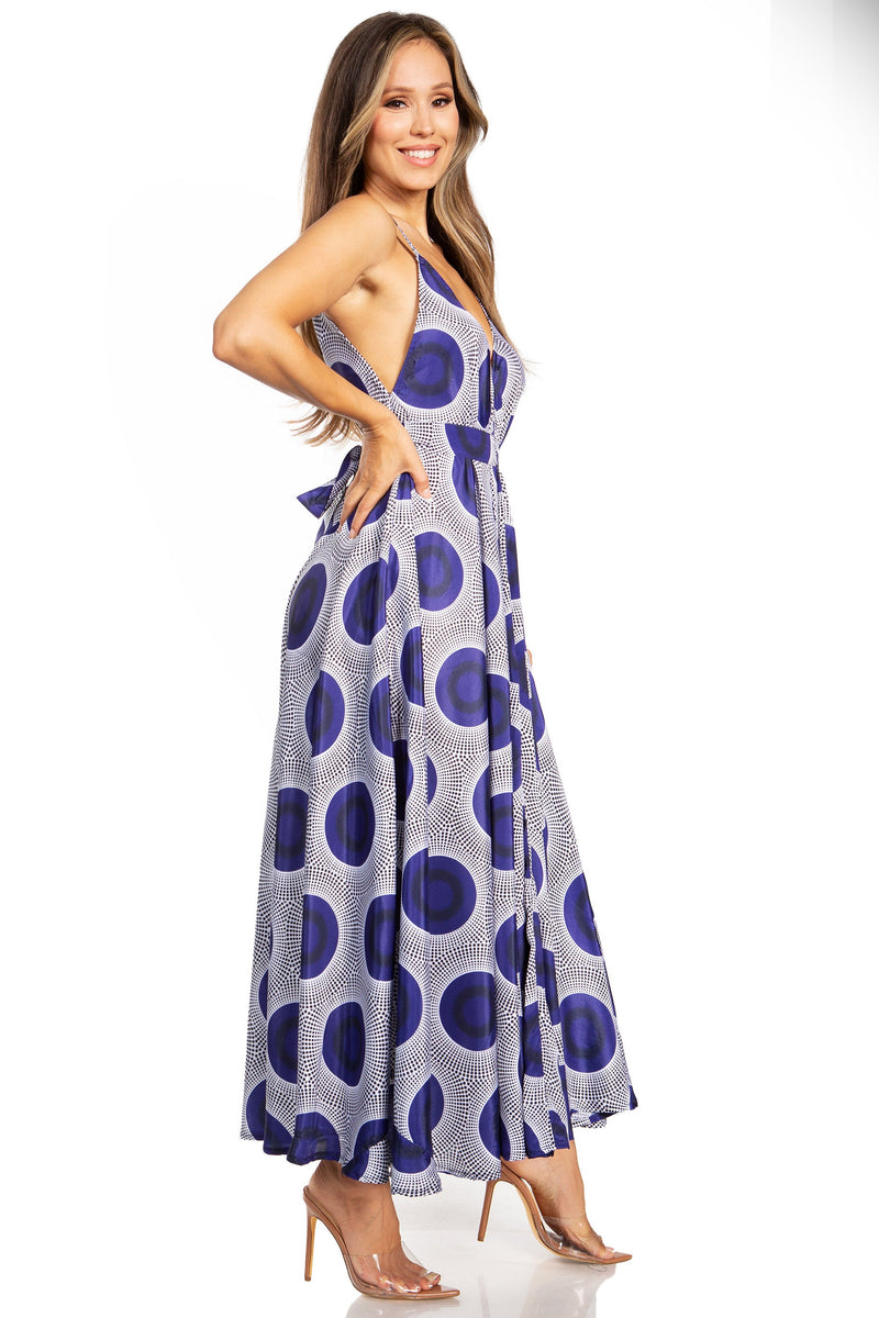 Sakkas Niza Women's Maxi Summer Casual Sleeveless Floral V neck Loose Long Dress