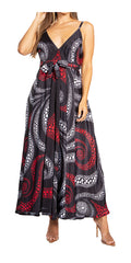 Sakkas Niza Women's Maxi Summer Casual Sleeveless Floral V neck Loose Long Dress#color_28-Multi