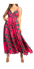 Sakkas Niza Women's Maxi Summer Casual Sleeveless Floral V neck Loose Long Dress#color_81-Multi