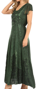 Sakkas Marni Women's Casual Maxi Short Sleeve Stonewashed Long Caftan Dress Lace