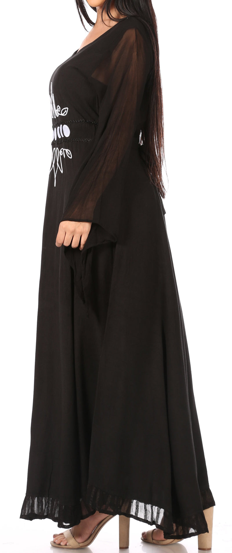 Sakkas Eve Women's Long Sleeve Casual Medieval Renaissance Celtic Maxi Dress Soft Small-Medium / Black Sakkas Eve Women's Long Sleeve Casual Medieval Renaissance Celtic Maxi Dress Soft Small-Medium / Black
