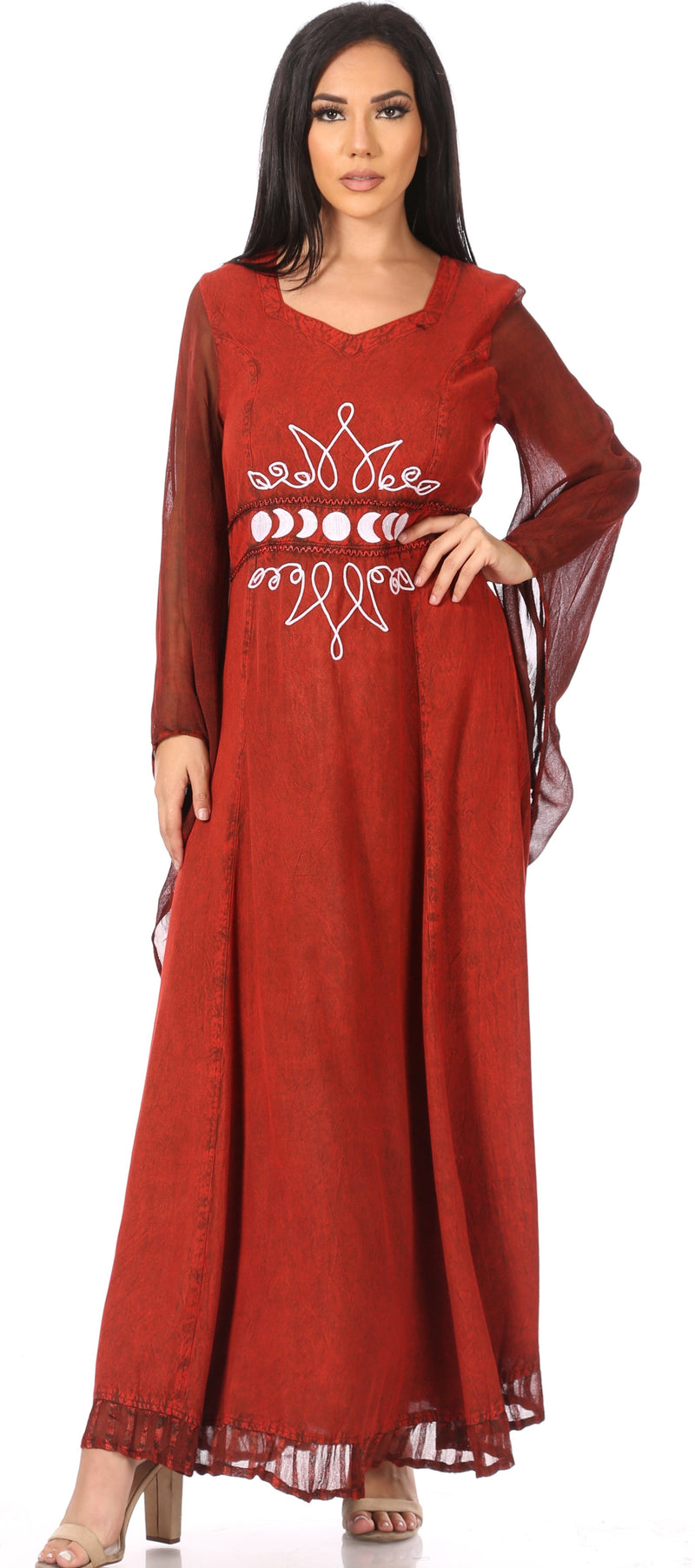 Sakkas Eve Women's Long Sleeve Casual Medieval Renaissance Celtic Maxi Dress Soft