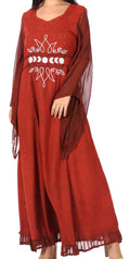 Sakkas Eve Women's Long Sleeve Casual Medieval Renaissance Celtic Maxi Dress Soft#color_Burgundy