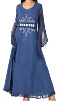 Sakkas Eve Women's Long Sleeve Casual Medieval Renaissance Celtic Maxi Dress Soft#color_Navy