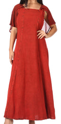 Sakkas Niam Women's Maxi Capelet Long Dress Celtic Medieval Renaissance Adjustable#color_Burgundy