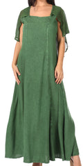 Sakkas Niam Women's Maxi Capelet Long Dress Celtic Medieval Renaissance Adjustable#color_Green