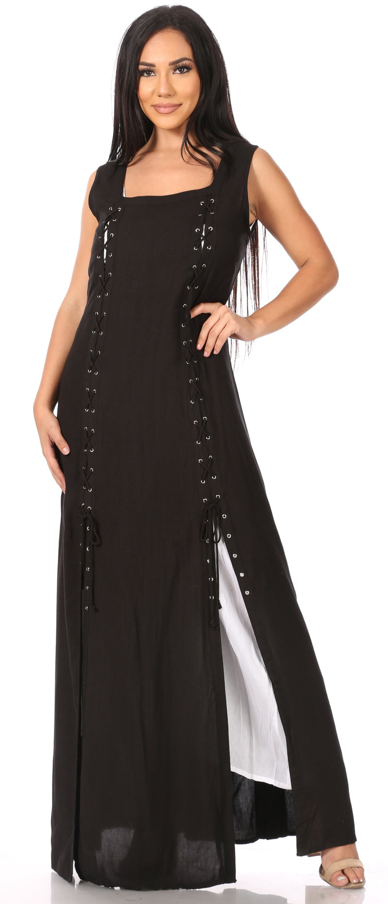 Sakkas Riva Women's Sleeveless Chemise + Over Dress Medieval Celtic Renaissance