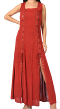 Sakkas Riva Women's Sleeveless Chemise + Over Dress Medieval Celtic Renaissance #color_Burgundy