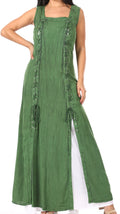 Sakkas Riva Women's Sleeveless Chemise + Over Dress Medieval Celtic Renaissance #color_Green