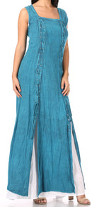 Sakkas Riva Women's Sleeveless Chemise + Over Dress Medieval Celtic Renaissance