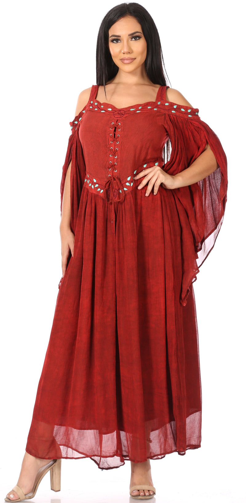 Sakkas Roisin Women's Medieval Celtic Renaissance Long Sleeve Costume Dress