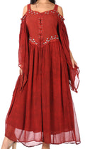 Sakkas Roisin Women's Medieval Celtic Renaissance Long Sleeve Costume Dress#color_Burgundy