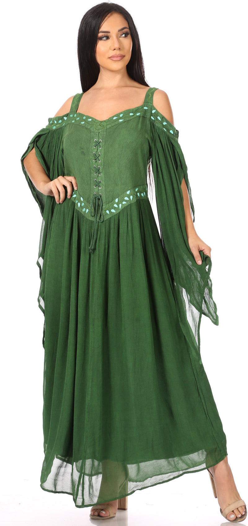 Sakkas Roisin Women's Medieval Celtic Renaissance Long Sleeve Costume Dress