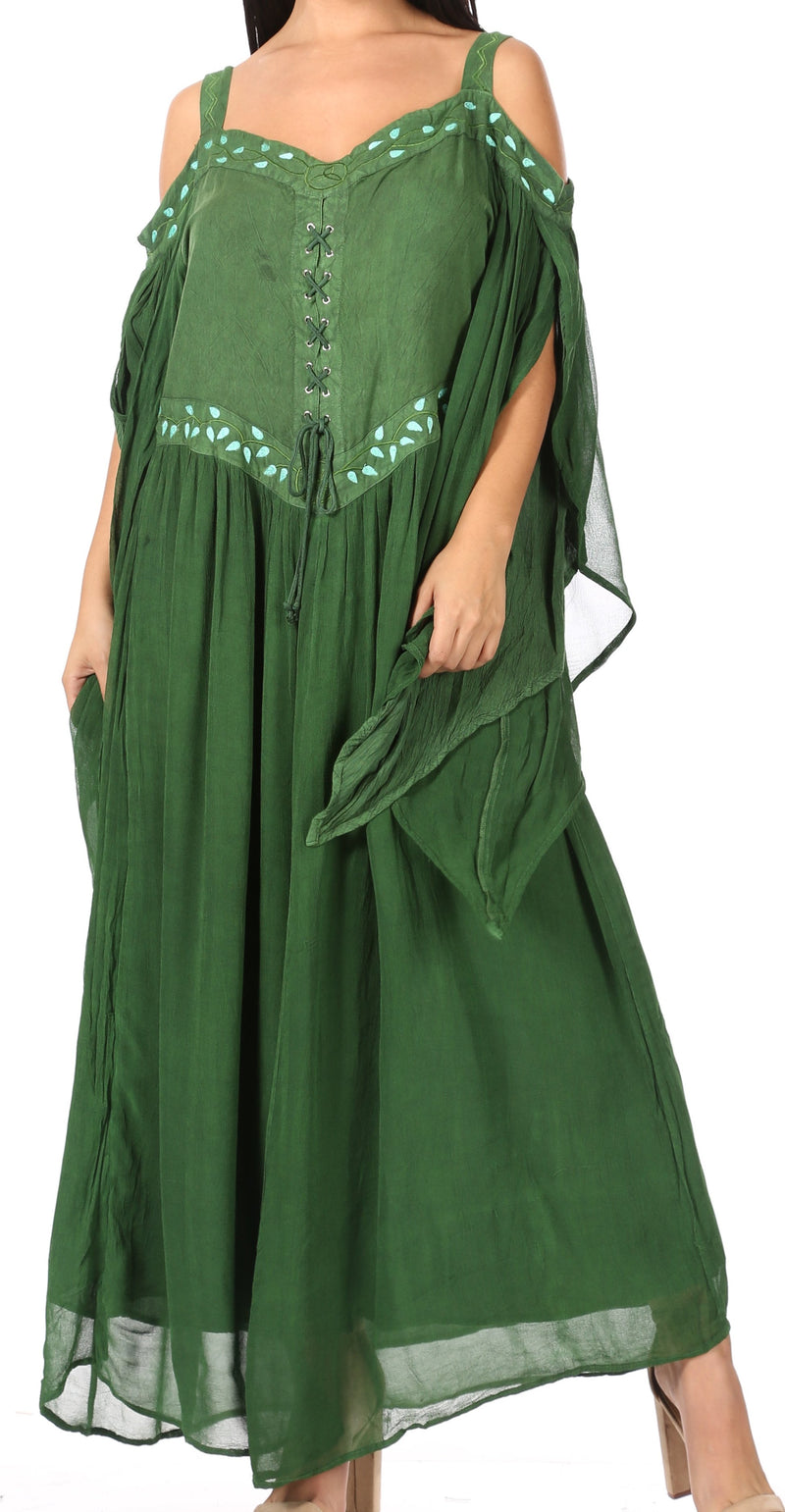 Sakkas Roisin Women's Medieval Celtic Renaissance Long Sleeve Costume Dress